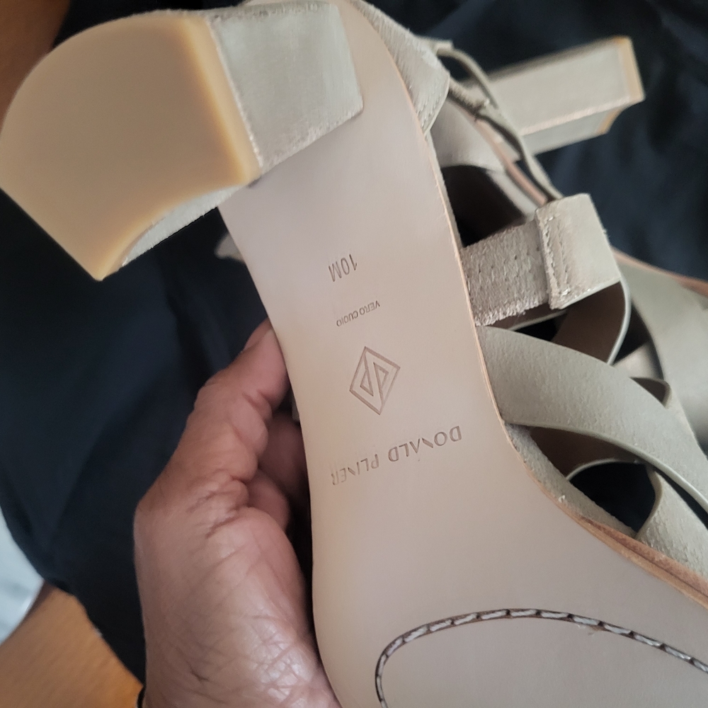 Donald J. Pliner Cream Heels with Textured Leather Straps